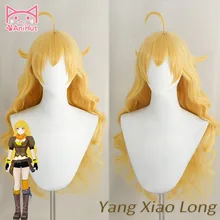 AniHut RWBY Yellow Yang Xiao Long Wavy Wig Heat Resistant Synthetic Cosplay Hair Anime RWBY Cosplay Wig Yang Xiao Long