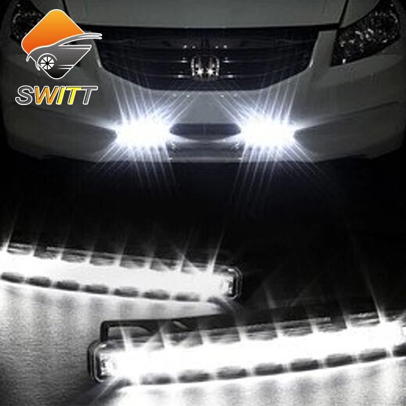 

Newest 2Pcs Car Daytime Running Lights 8 LED DRL Daylight Kit parking light 12V DC Head Lamp-PY car styling