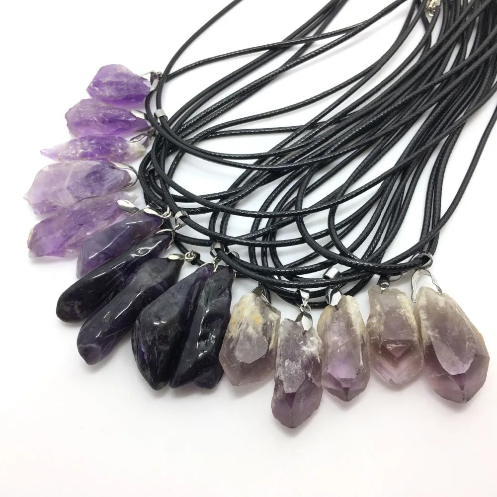 

Natural Amethyst Raw gemstone Original stone Crystal Pendant Jewelry Necklace 1pc