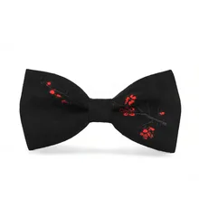 Новая мода мужской китайский стиль, ручная работа-вышитая Слива галстук-бабочка мужской свадебный галстук жениха Красный Черный Синий