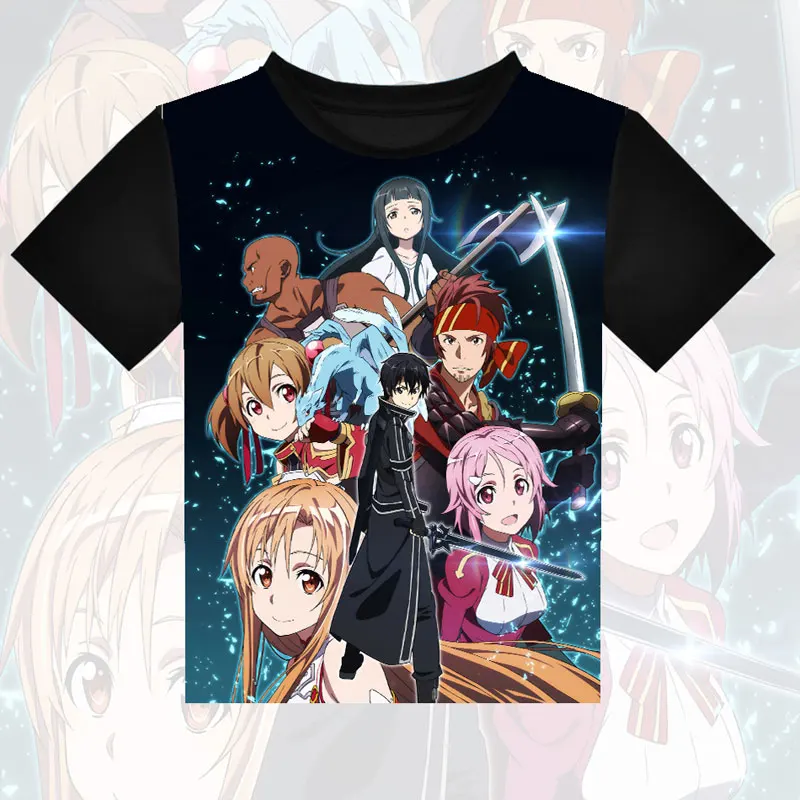 Sword Art Online футболка аниме SAO Kirigaya Kazuto Yuuki костюм Asuna для косплея(костюмированных игр) футболки Asada Shino конно юуки Топы wo мужские футболки Новинка