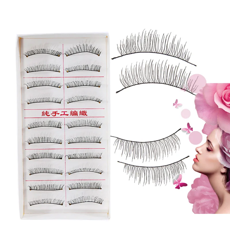 

10 Pairs Transparent Stem Natural Fake Eye Lashes Makeup Eye Lashes Grafting Fake False Eyelashes