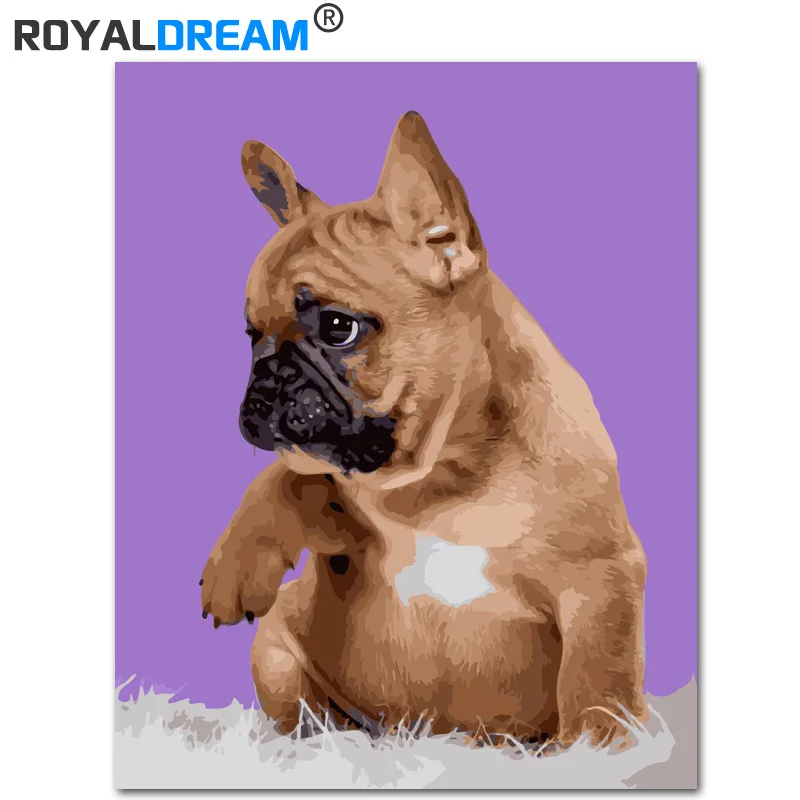 ROYALDREAM милые собаки животные DIY живопись по номерам Акриловая Краска ручная