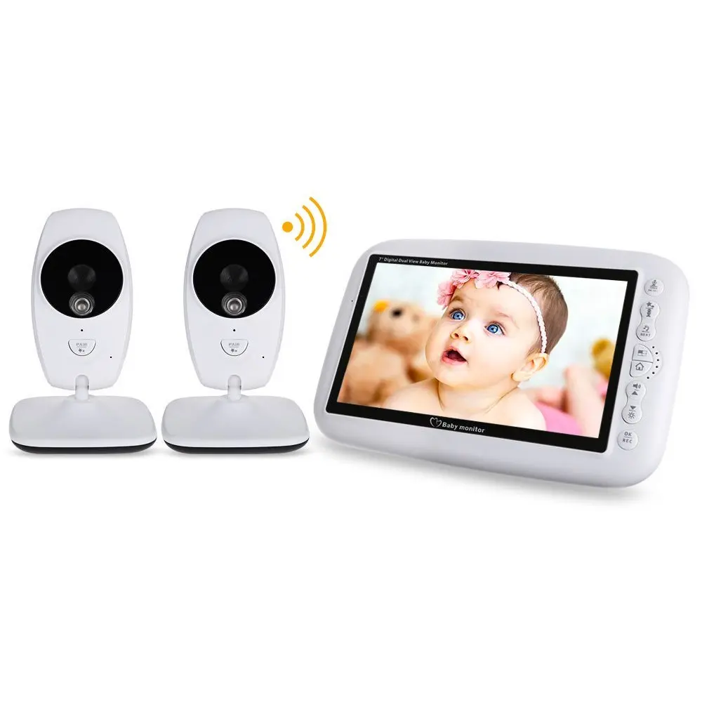 babykam baby monitor two cameras 7.0 inch LCD IR night light vision
