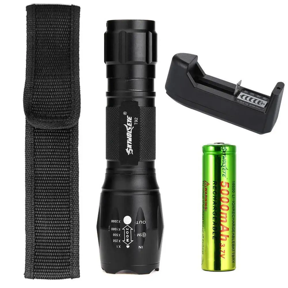 SKYWOLFEYE Zoomable 8000 Lumen T6 LED Flashlight 5 Modes Portable Focus