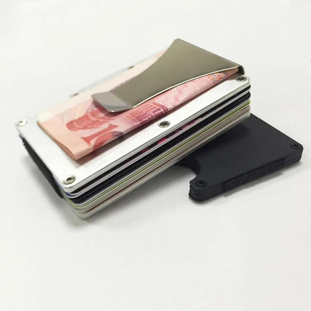 Aluminum Money ClipBrand New Men Fashion RFID Blocking Metal Wallet The