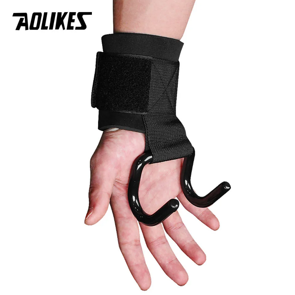 Power Weight Lifting Training Gym Straps Hook Bar Wrist Support Lift Gloves Pair
