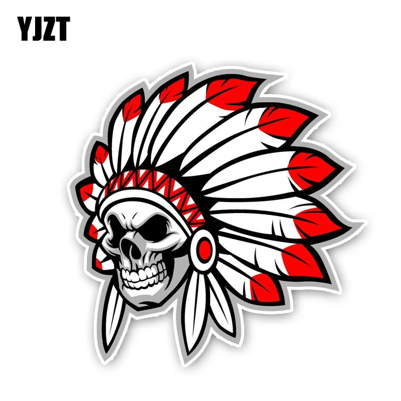 

YJZT 11.9CM*12CM Motorcycle Skull Native Indian Helmet PVC Creative Car Sticker Decal 6-2488