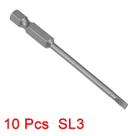 

UXCELL Newest 10pcs 1/4" 75mm Hex Shank SL3 Magnetic Slotted Head Screwdriver Bits S2 High Alloy Steel