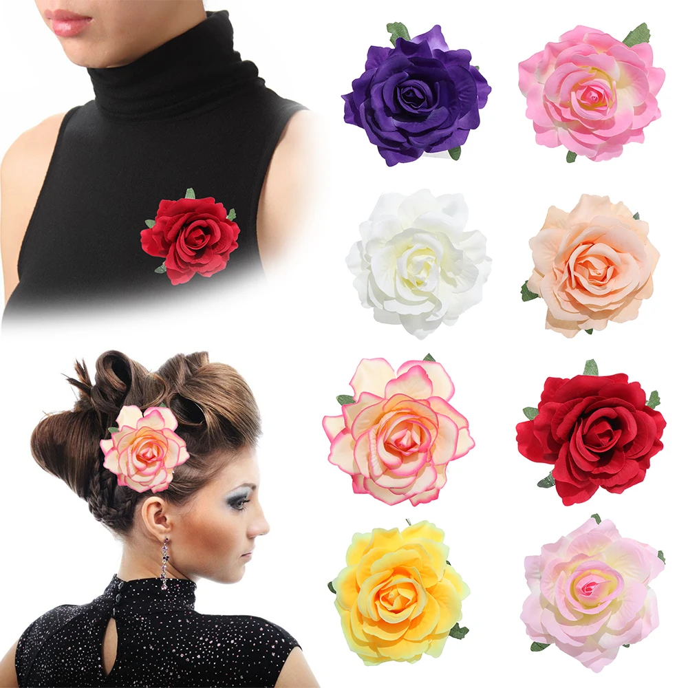 

1Pcs New Fashion Chic Bridal Rose Flower Hairpin Wedding Bridesmaid Brooch Party Hair Clip Barrettes Accessories bijoux femme