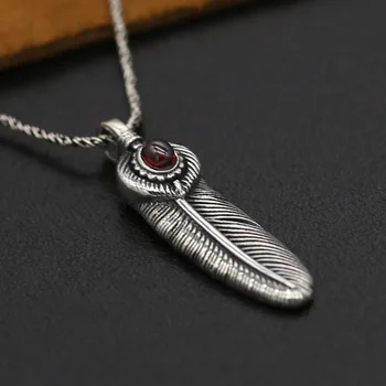 

S925 Sterling Silver Jewelry Retro Thai Silver Takahashi Goro Handmade Small Gem Size Eagle Feather Male And Female Pendants