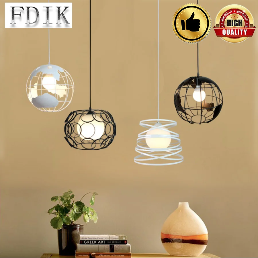 

Retro Industrial Style LOFT Restaurant Pendant Lamps E27 Iron cage Spring Personality Creative Decoration Globe Pendant Lights