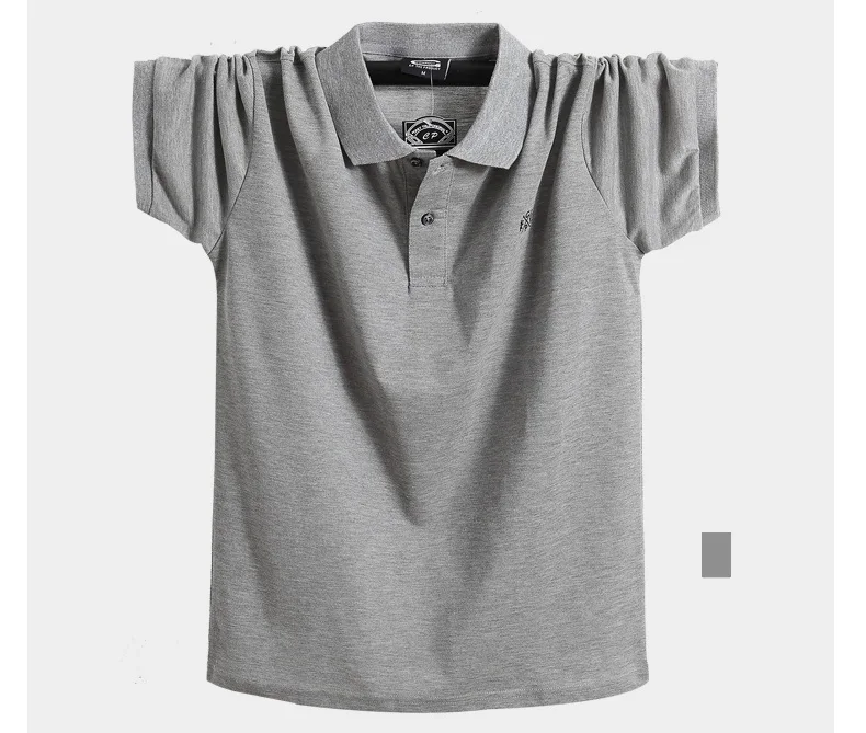 Men's Elegant Casual Cotton Polo T-Shirt Display Gray