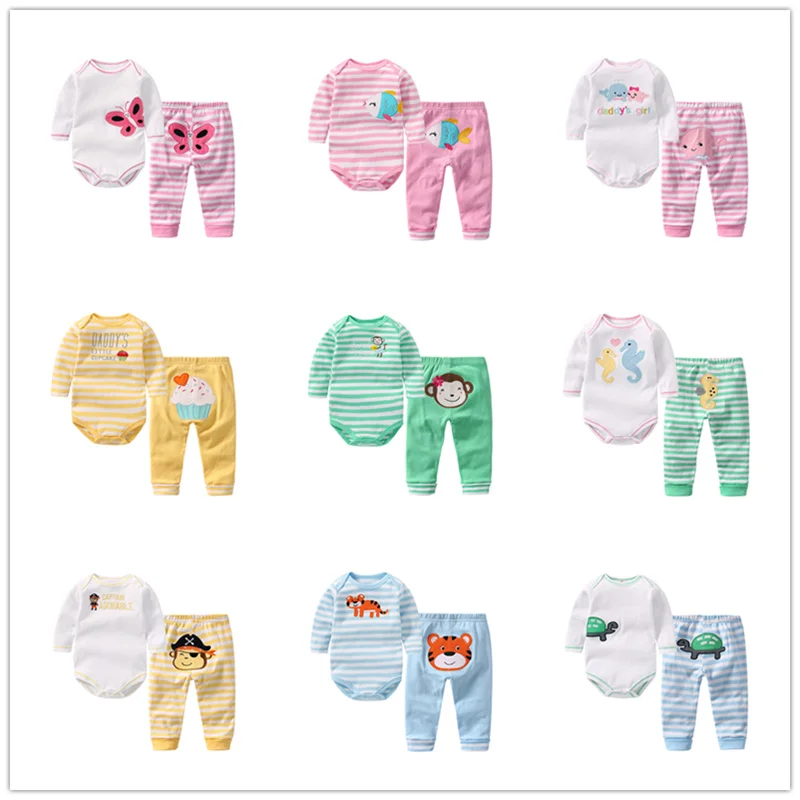 

BABY BOY GIRL CLOTHES SET cotton long sleeve rompers +pant 2 pieces infant toddler outfits unisex newborn clothing