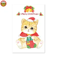 Домашний Декор картина маслом Рождественский Кот мультфильм украшение