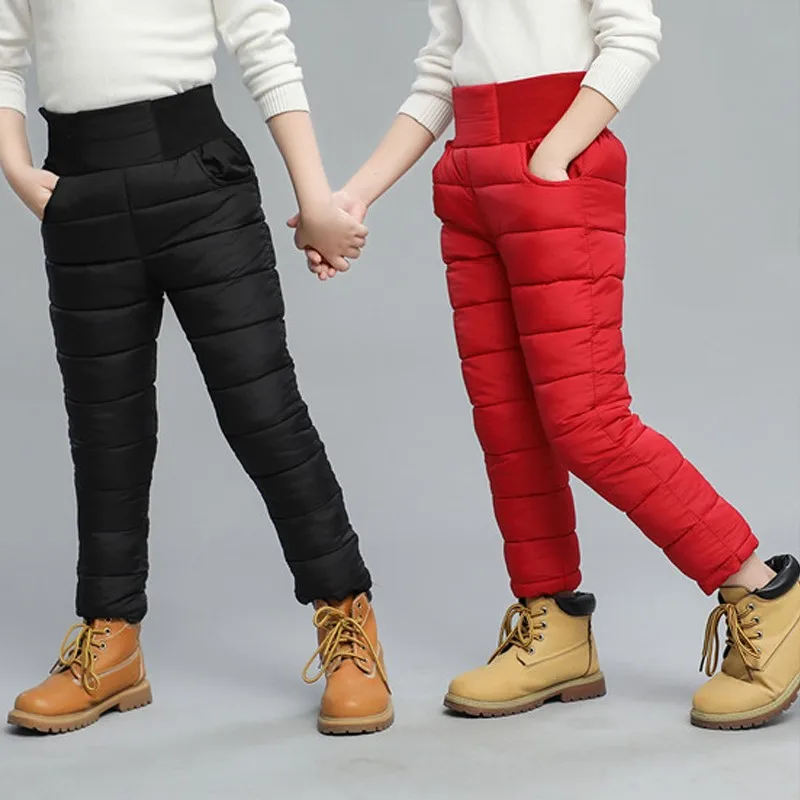 

Winter Girls Thick Pants Boys Warm Pants Kid Winter School Cute Elastic Waist Trousers Girls Winter Snow Warm Cotton Trousers