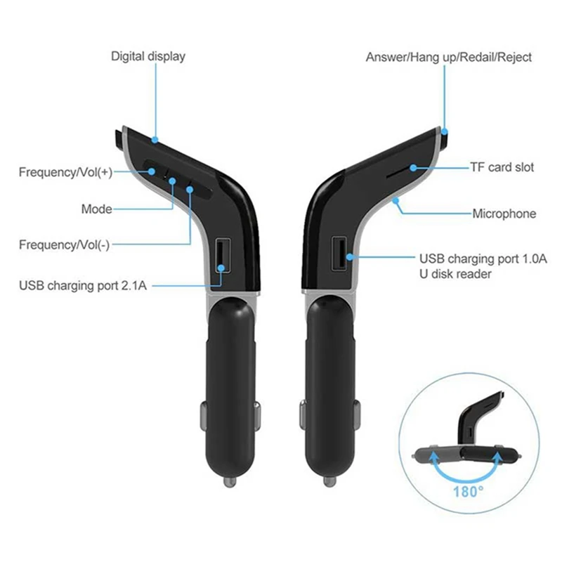 VicTsing Car Bluetooth Mp3 Player FM Transmitter Red Screen Mp3 Music Player USB Car Charger 5V 3.1A 1A Bluetooth Mp3 Player Kit (11)