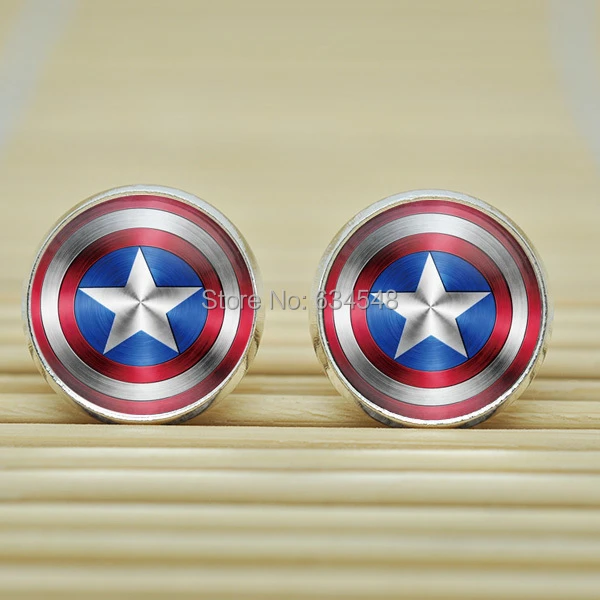 1 par capitán américa pendientes espárragos del cristal pendientes Cabochon poste B4006|post carbon|post mugpost effect - AliExpress