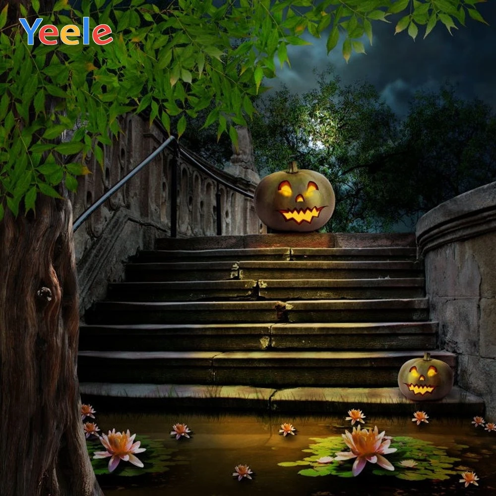 

Yeele Happy Halloween Party Photography Background Pumpkin Lantern Photographic Backdrop Customized Photocall For Photo Studio