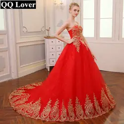 QQ Lover 2019 Винтаж кружево красный свадебные платья плюс размеры бальное платье халат де mariée Vestido Noiva