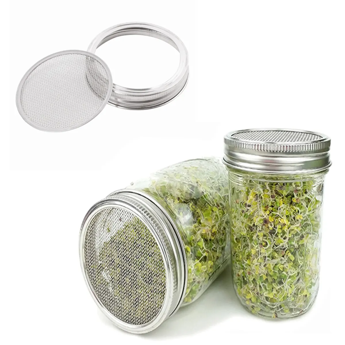 Us 4 29 10 Off 5pcs Seed Sprouting Lids Strainer Canning Mason Jars Mesh Lid Filter Stainless Steel Screen Filters To Sift Flour Powdered Sugar In