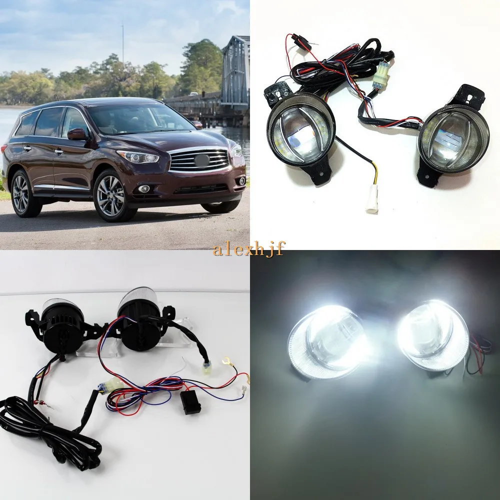 

July King 1600LM 24W 6000K LED Light Guide Q5 Lens Fog Lamp+1000LM 14W Day Running Lights DRL Case for Infiniti JX35 QX60 2013+