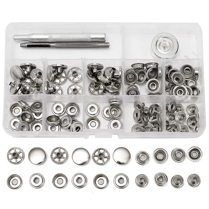 Buy Overvalue 30 Sets 15mm Silver Snap Fastener Popper