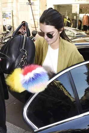 

real fox fur pom bag charm bagcharms keychain rainbow stripe multicolored striped furry cute fluffy plush 2019 fashion
