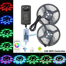 LED Strip 12V Waterproof LED Light Strip SMD 2835 Flexible RGB Tape String Ribbon WiFi LED Controller US EU Plug Power Adapter