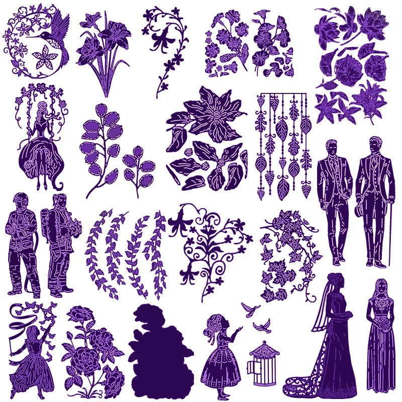 

Firemen Swing Girl Ribbon Dancing Lady Gentleman Flowers Leaves Metal Cutting Dies for DIY Scrapbooking Cards Crafts 2019 New