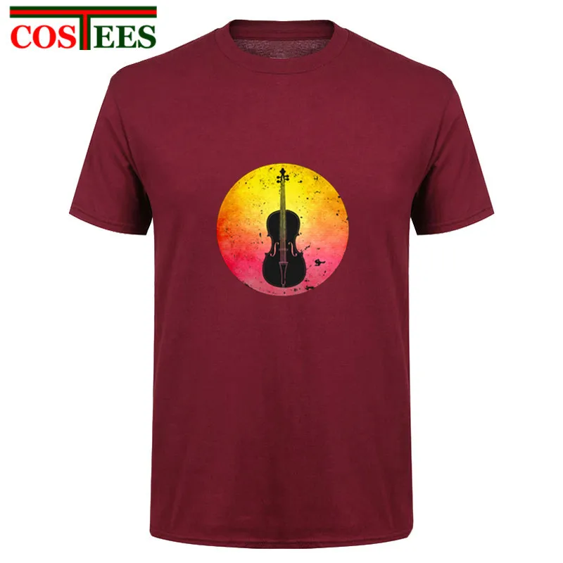 

Vintage Cello instrument silhouette T shirts men perfect gift for musician retro Tee hip hop casual harajuku light music T-shirt