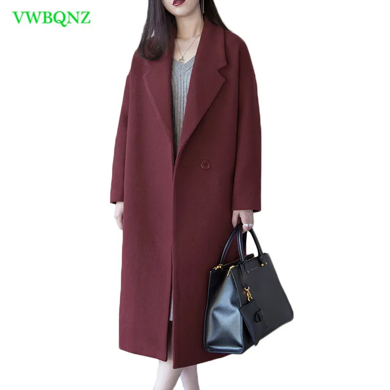 

Women Coat Autumn Winter Plus Size Female Coat Women Korean Long Outerwear Women's Cardigan Woolen Coat Winter Jacket 6XL A900