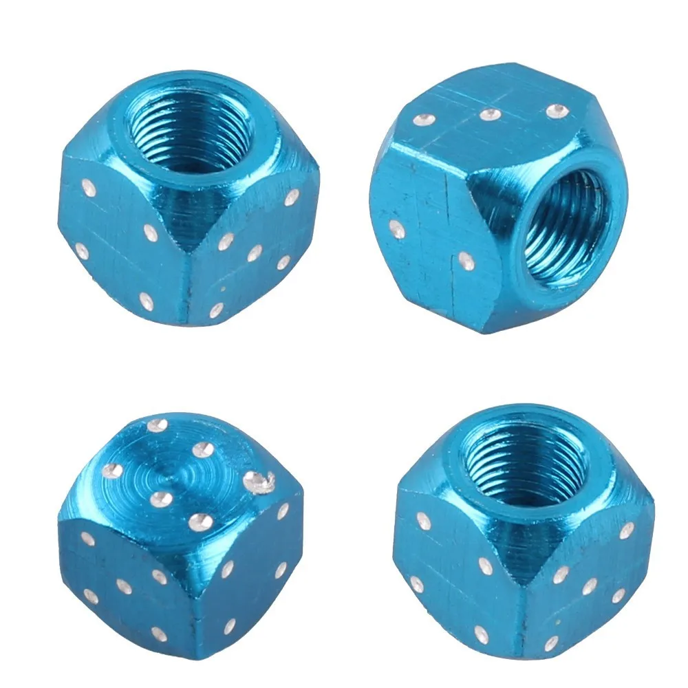 4PCS Dice Cube Tire/Wheel Stem Air Valve Caps Covers Cars Trucks Vans