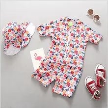 Лето любовь купальник девочка ребенок солнцезащитный крем анти ультрафиолетовая полосатая блузка купальник женский костюм шляпа