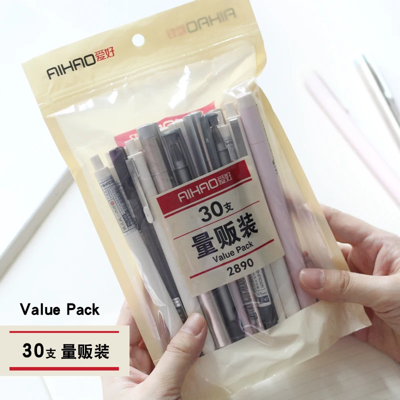 

30pcs/set 0.5mm Cute cartoon value package neuter pen Simple business style gel pens gift kawaii