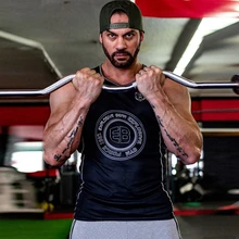 Брендовая быстросохнущая одежда Бодибилдинг Спортзал майка Мужская спортивная рубашка без рукавов хлопок мужская Нижняя майка модный жилет