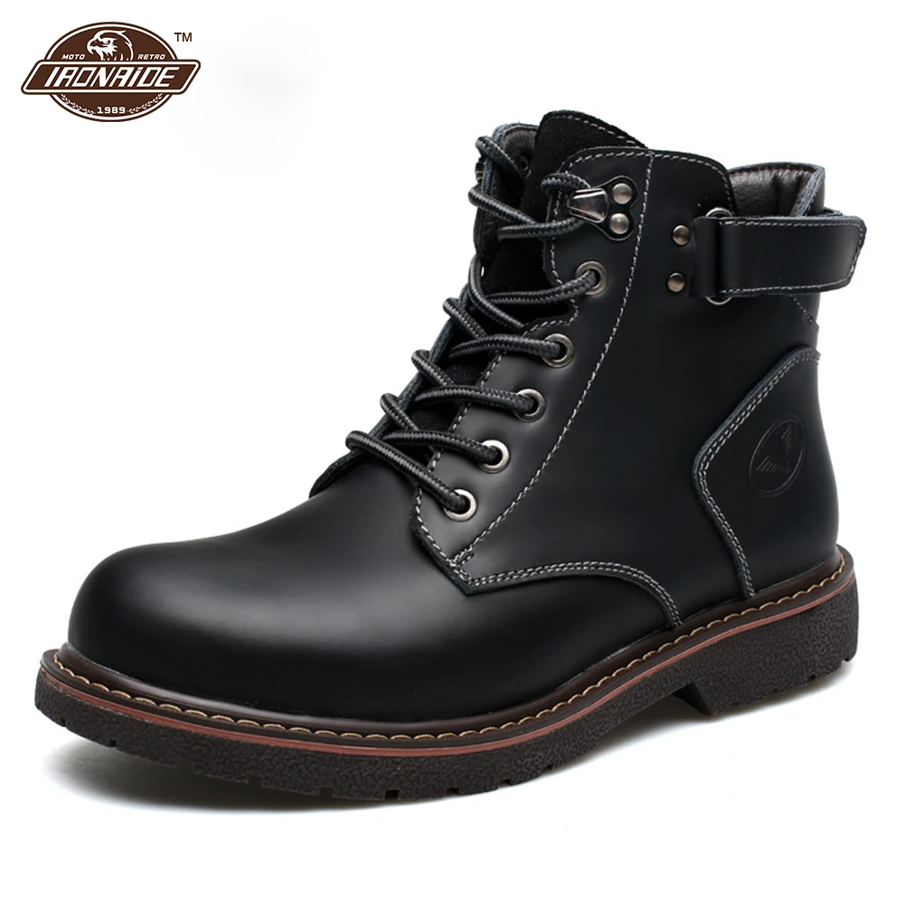 

Motorcycle Boots Cowhide Leather Moto Boots Non Slip Ankle SPEED Racing Shoes Outdoor Traveling Shoes for Autumn Winter