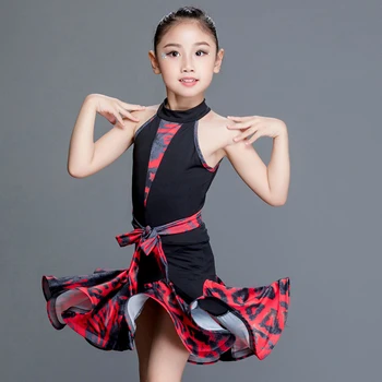 

Latin Dance Dress Sleeveless Leopard Print Girls Latin Dance Dresses Kids Samba Salsa Cha Cha Performance Wear Clothing DNV10603