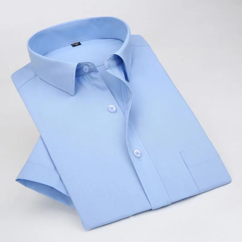 

Hot Sale Summer Fashion Men Work Business Short Sleeve Dress Shirts,Cotton Breathable Comfortable Single Breasted Formal Camisa