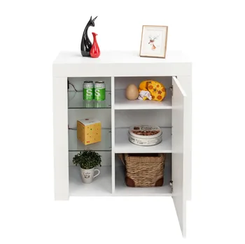 

LED TV cabinet Living Room Cabinet with Door Modern Medicine Cabinet White Storage Wood Shelf