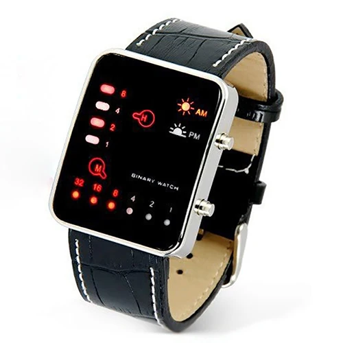 

Hot New Men's Fashion Sports Digital Binary LED Display Faux Leather Strap Wrist Watch