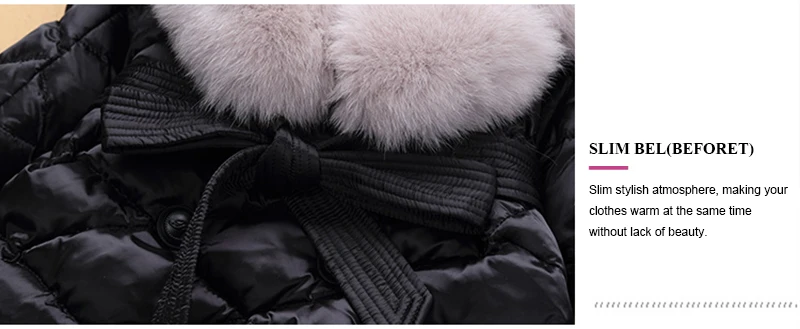 Зимние пальто Для женщин 2018 новый большой натуральным лисьим мехом Куртка с воротником Длинные толстые зимнее пальто черный тонкий белая