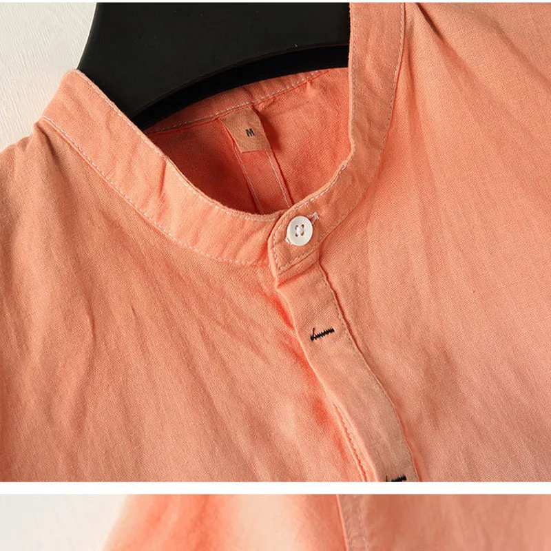 Fashion 2018 Summer New linen Men's short sleeve Gradient henry-collar t-shirts casual cotton mens tees slim mens clothing tops