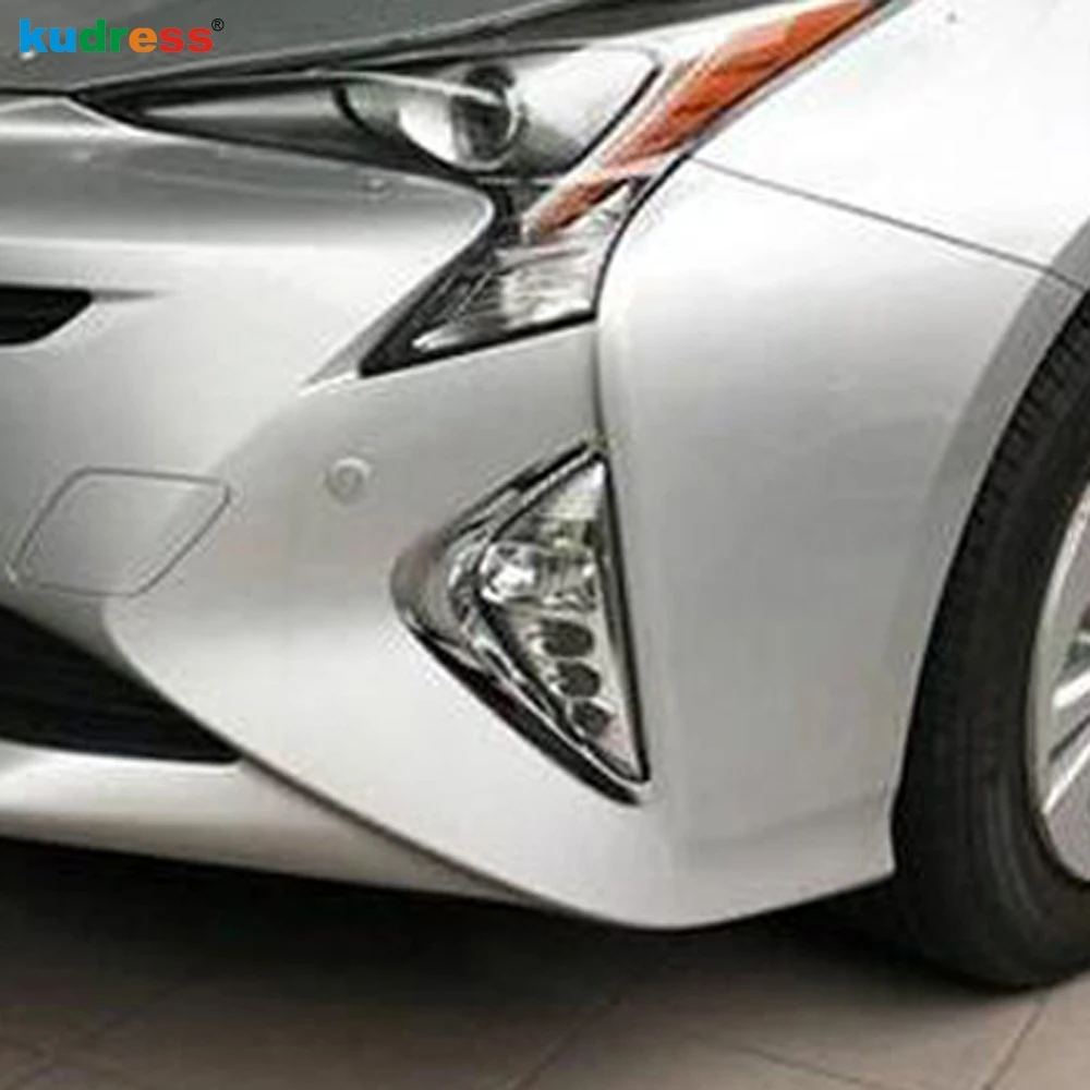 

For Toyota Prius 2016 2017 ABS Chrome Front Foglight Cover Strip Car-Styling Head Fog Lamp Hoods Eyebrow Protector Trims 2pcs