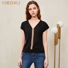 ZHILI женская вязаная с v-образным вырезом ширина плеч без Рукавов Летняя Повседневная Жилетка Топы