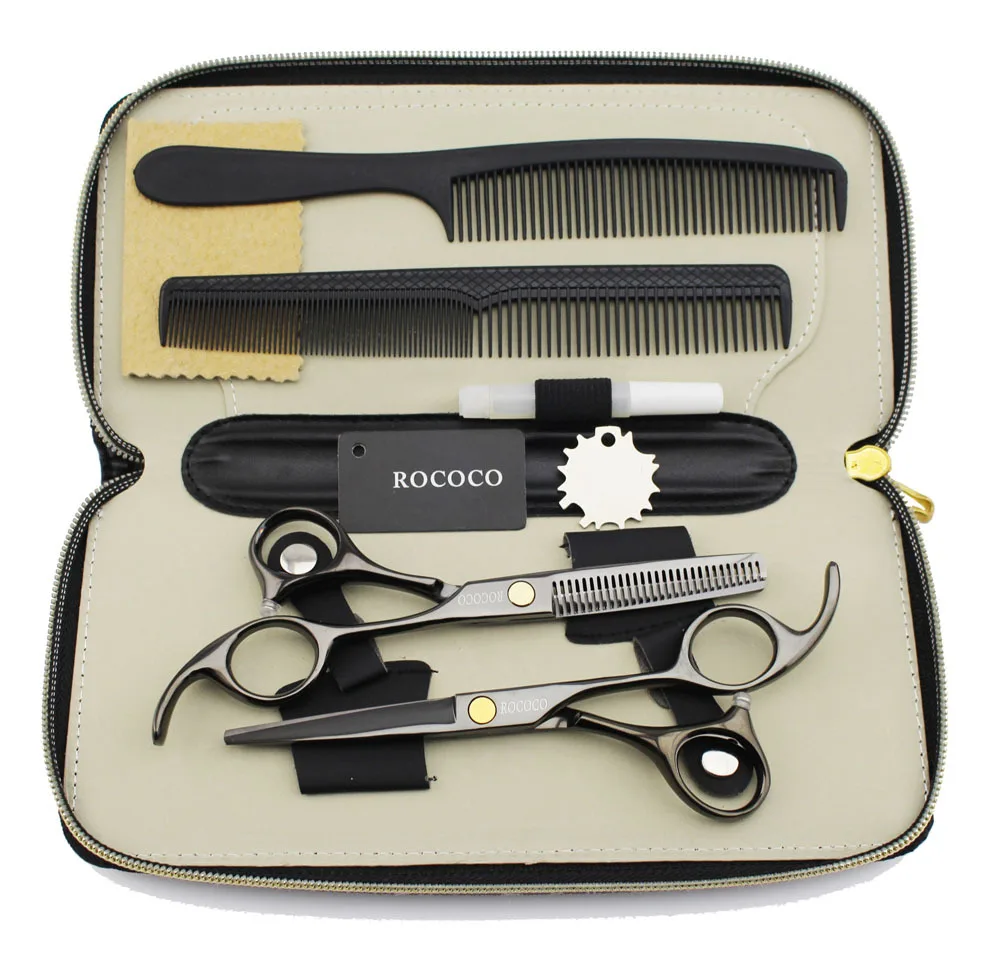 Najtaniej 5.5 cal prosto i przerzedzenie podnośniki z grzebień z przypadku zestaw fryzjerskie Clipper profesjonalne nożyczki fryzjerskie ścinanie włosów narzędzie