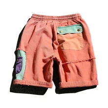 Летние шорты мужские джинсы х/Б мужские шорты большие размеры 5xl вымытые дырки сшивание мужские хлопковые джинсовые шорты hommes