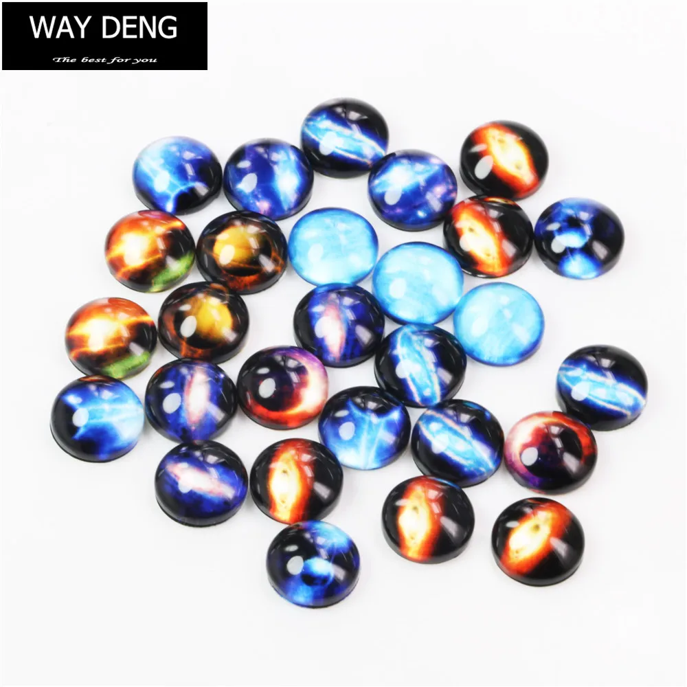 

Pack of 10 Round 8 MM Cameo Cabochons Planet Starry Sky Pattern Flatback Crafts Accessories Mixed DIY Jewelry Making - YJF032