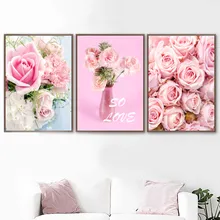 Pink Rose Flower Wall Art Canvas Painting Nordic Posters And Prints Plant Wall Pictures For Living Room Girl Bedroom Home Decor