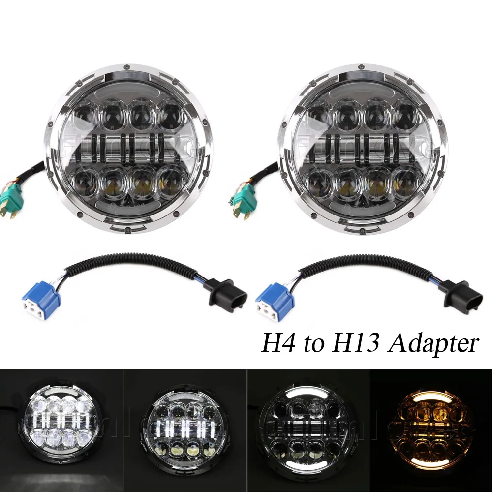 7 Inch Round LED Headlights With Hi/Lo Beam DRL Turn Signal, Compatibl - Foto 3